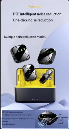 Mini Mic Lavalier Microphone Professional Wireless Lavalier Recording Microphone (Black/Yellow) - Image 2