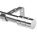 1" Silver Heavy Duty Curtain Rods for Windows 66 to 144-Extra Long Blackout Curtain Rod 72-144" with