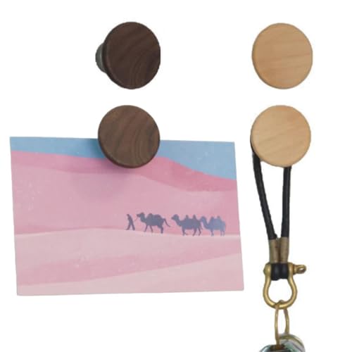 4Pcs Heavy Duty Organization Magnetic Coat Hooks, Versatile Elegant Wooden Hooks to Hang Tools, Garden Hoses Ropes, Kitchenware in Warehouses, Cruise, Workshops to Keep The Space Clean! (Round)
