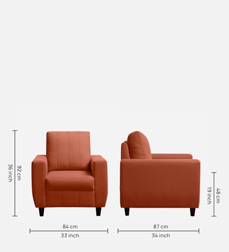 Image of Sleepyhead Bae - 1 Seater Sofa Chair, Premium Fabric | Space-Saving Design | Comfort & Easy Maintenance | 3 Years Warranty | Stylish Single Seater for Living Room - Ember Orange