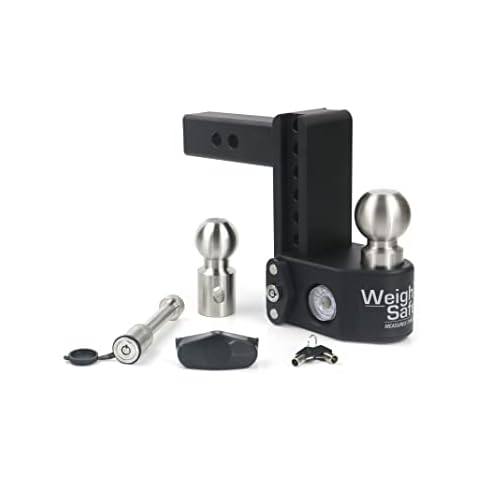 Weigh Safe Adjustable Trailer Hitch Ball Mount - 6" Drop Hitch for 2" Receiver w/ 2 pc Keyed Alike Lock Set, Premium Steel Trailer Tow Hitch w/ Built in Weight Scale for Anti Sway, 15,000 lbs GTW Cover