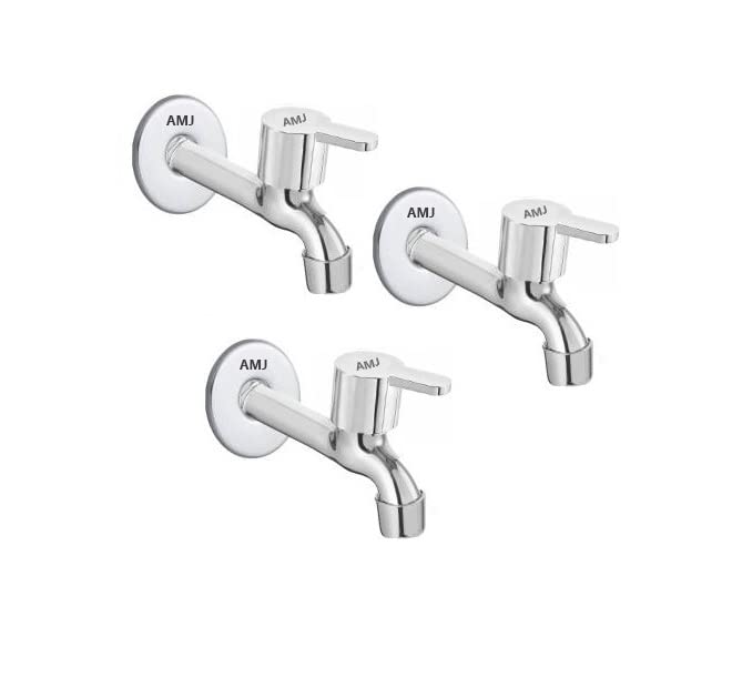 AMJ® SS Flora Long Body Tap for Kitchen and Bathroom SS Chrome Finish with Wall Flange - Set of 3, Alloy Steel (B09SQ46XHH) Amazon Price History, Amazon Price Tracker
