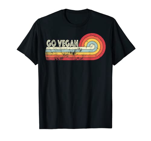GO VEGAN T-shirt vintage stile retrò Maglietta