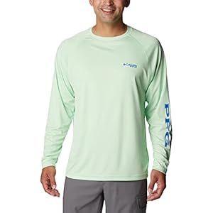 Columbia Men’s Terminal Tackle Long Sleeve Shirt, Key West/Vivid Blue Logo, X-Large