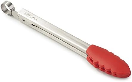 Zeal J141T Silicone Non Stick Kitchen Mini Tongs with Stainless Steel Handle (20cm) -Dark Grey