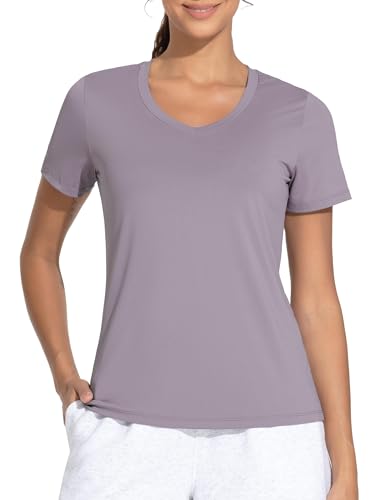 THE GYM PEOPLE Women's V-Neck Workout Shirts Short Sleeve Breathable Basic Yoga Athletic T-Shirts2