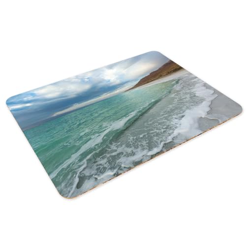 Sets de table plage turquoise napperons en liège pour repas de vacances