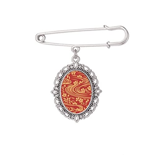 Broche bouclée fleur japonaise rouge taille M pour sublimer vos tenues de cérémonie