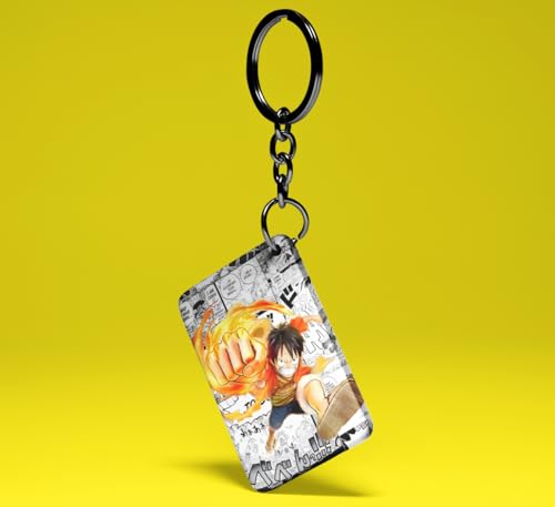 THEWHOOP Anime Printed Stainless Steel Tumbler 600 ml Sipper Bottle & Keychain with 12 Hours Hot & Cold Feature | Best Gift for/Saitama/Luffy Anime Fans (Luffy-FIRE-Anime)