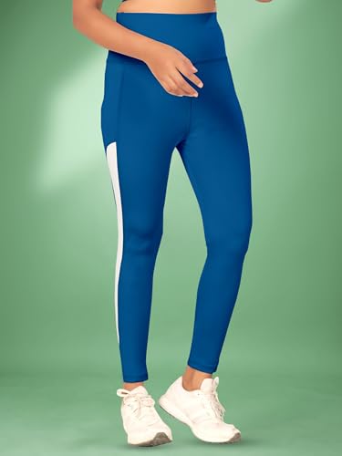 Image of Women's Polyester Blend Yoga Pants with High Rise Waist Stretch Fit Design Side Patti Slim Fit Style and Standard Length | Workout Track Pants | Joggers for GymRunning | Sports Top