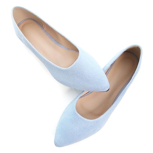 Image of Dear Time Women's Pointed Toe Ballet Flats Simple Casual Office Work Flats Slip-on Comfortable Shoes