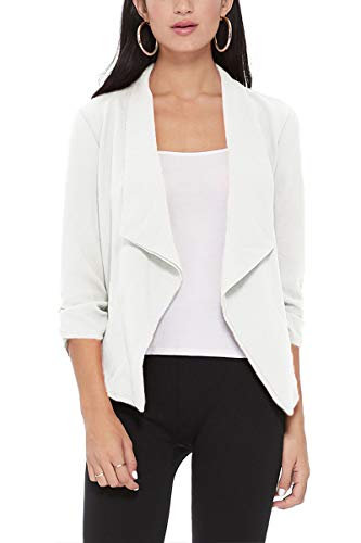 Women's Elegant Draped Blazer Casual Open Front 3/4 Sleeve Jacket