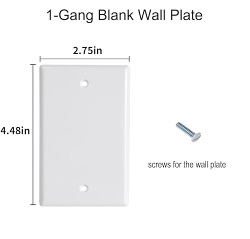 Image of ZEFTV Blank Wall Plates 1-Gang blank Switch Outlet Electrical Cover Plate Unbreakable Thermoplastic Faceplate for Light Receptacle Outlet Switch, White (100 Pack)