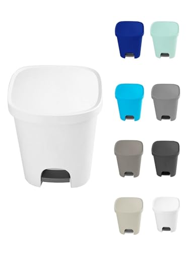 Jardin202 - Cubo basura plástico Apertura con pedal 25 Litros | Cubo reciclar Mate 35x30x42 cm | 25 Litros (Blanco)