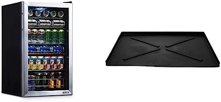NewAir Beverage Refrigerator Cooler | 126 Cans Free Standing with Right Hinge Glass Door | Mini Fridge Beverage Organizer Perfect For Beer & Camco 20.5-Inches x 24-Inches Dishwasher Drain Pan