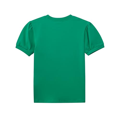 Image of Girls' St. Patrick's Day T-Shirt, Pink with Green Sequin Shamrock, Short Sleeve