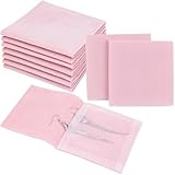 10 PCS 3.15x3.15 In Jewelry Packaging Microfiber Jewelry Pouch, Luxury Gift Fixed Strap Envelope Style Packaging for Earrings Necklace Packaging (Pink)