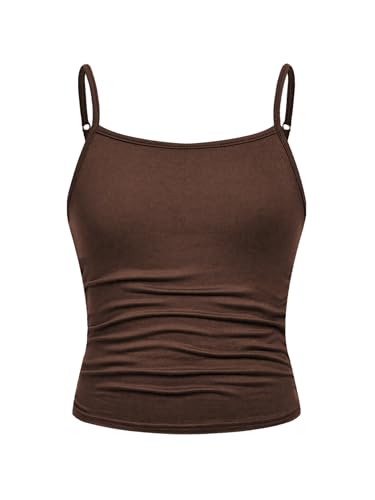 Image of SOLY HUX Girl's Tank Tops 3 Packs Cute Ruched Spaghetti Strap Camisole Slim Fit Undershirts