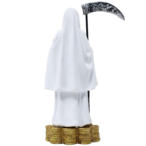 Estatua Santa Muerte 5 pulg con búho y base de monedas miniatura 3