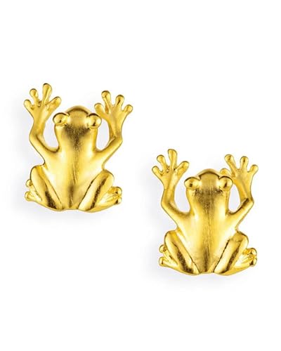 Boucles d'oreille argent plaqué or grenouille Mat le cadeau idéal