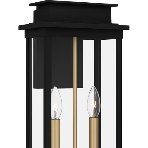 Quoizel Noelle Outdoor Wall Lantern, Coastal Armour 19 Inch 2-Light Matte Black Vintage Wall Sconce, Transparent Clear Glass, 60W, French Country Outside Lights for Patio, Porch, Garage or Yard - Image 8