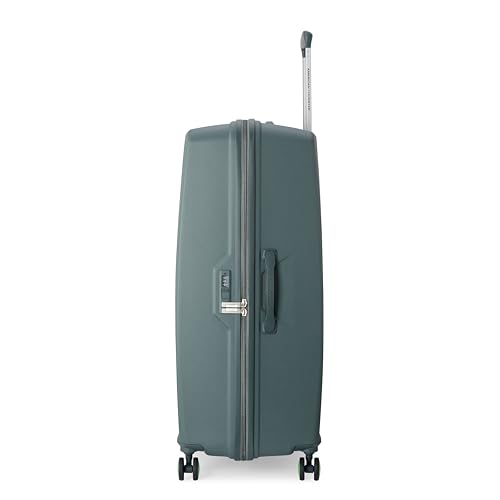 Image of American Tourister Qubiz | Check-in Trolley Bag (80 cm) | 360 8 Wheel Travel Luggage | Hard Case Polypropylene Suitcase | Recessed Combination Lock | Green