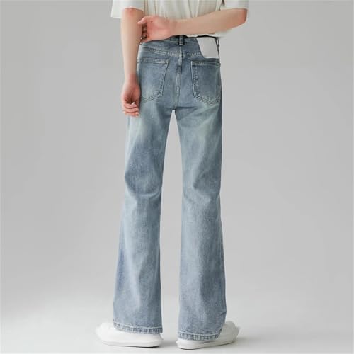 Men's Bell Bottom Denim Jeans Vintage Style Casual Loose Fit Straight Leg Trousers for Daily Wear3