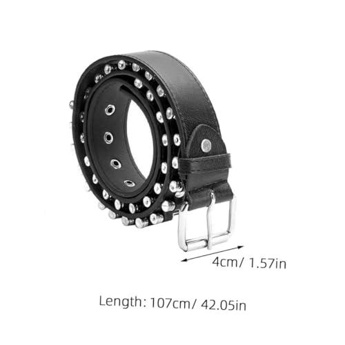 BESPORTBLE Studded Bullet Belt Men's Punk Style Waist Belt Black Stretchable for Comfort4