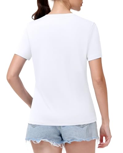 Image of Runhit Womens Workout Tops Short Sleeve UPF 50+ Athletic Sun Shirts Quick Dry V Neck T-Shirt Moisture Wicking Gym Hiking Tee