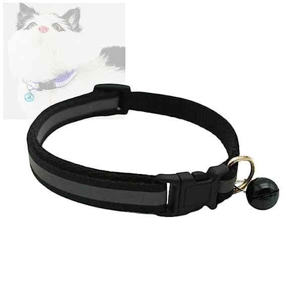 RvPaws Pet 15 MM Reflective Design Cute Collar Belt with Bell for Small Dogs & Cats (Pack of 1) - Black (B0C9JQPV9Q) Amazon Price History, Amazon Price Tracker