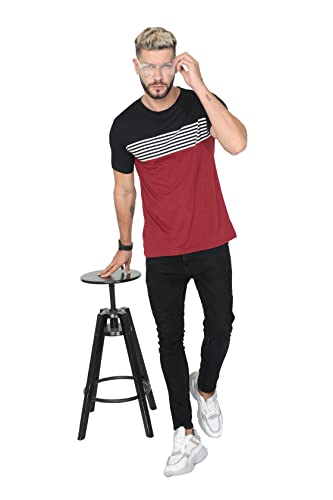 Image of fanideaz Mens Cotton Half Sleeve Striped Round Neck T Shirt