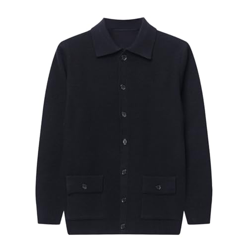 QZH.DUAO Men's Casual Long Sleeve Lapel Collar Buttons Down Knit Cardigan Sweaters with Pockets