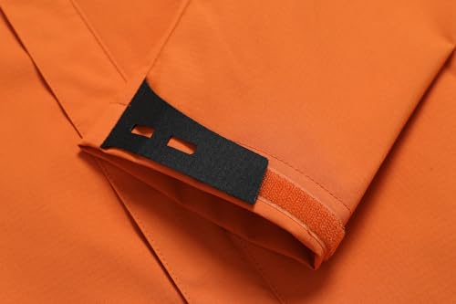 OTU Men's Lightweight Waterproof Hooded Rain Jacket Outdoor Raincoat Shell Jacket for Hiking Travel Orange XXL