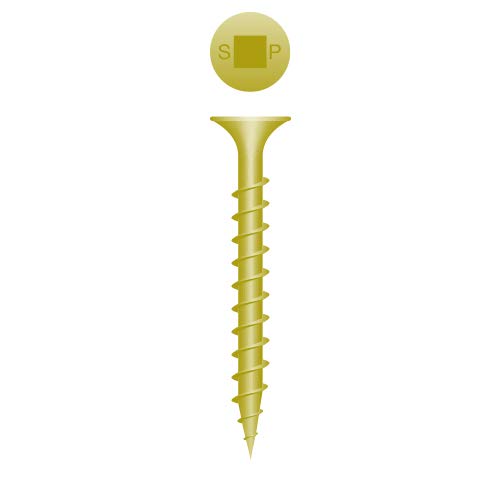 #10 x 4 Deck Screws, Zinc Yellow Steel, Bugle Head, Square Drive, Hardened Steel (Quantity: 1000 pcs)