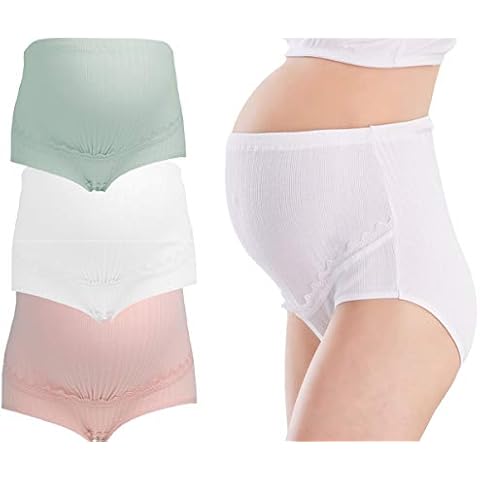 JFAN Maternity Knickers Over Bump Seamless Cotton Maternity Underwear High Waist Belly Support Pregnancy Panties 3 Pack Cover