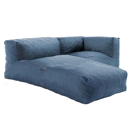 Oviala Salon de Jardin Un Fauteuil d'angle et Une méridienne Bleu Pacific - Mixi