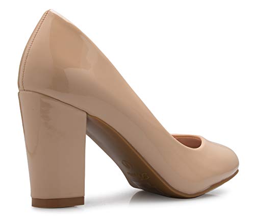 Image of Olivia K Women's Classic Round-Toe Platform Pumps High Block Heel - Adorable, Comfortable