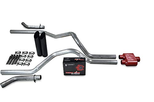Truck Exhaust Kits - Shop Line Dual Exhaust Sytem 2.5 inch Aluminized Pipe Cherry Bomb Extreme Muffler Black Tips With Corner Exit Adapters