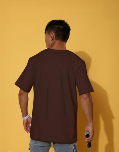 Image of Cotton Blend Oversized Loose Fit Drop Shoulder Graphic Printed Men's Half Sleeve T-Shirt (Sizes: S to 2XL)