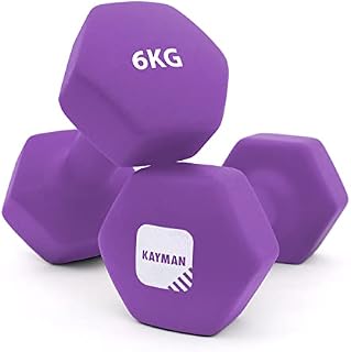 KAYMAN Neoprene Dumbbells with Free Poster  Weight Set for Home Gym | Fitness Training Equipment | Anti-Slip Grip Material | Comes with Workout Guide | Pair of 1kg 2kg 3kg 4kg 5kg 6kg 8kg 10kg