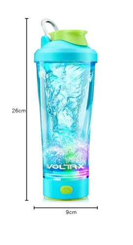 Image of VOLTRX Electric Shaker Bottle - VortexBoost Portable USB C Rechargeable Protein Shake Mixer, Shaker Cups for Protein Shakes, BPA Free, Waterproof, Colored Light Base, 24 oz (Aurora Green)