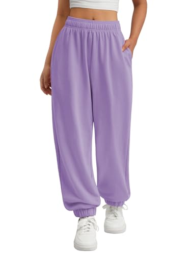 ATHMILE Sweatpants Women Baggy Lounge Pants Workout Gym Active High Waisted Comfy Joggers for Women Fall Clothes 2026 Light Purple