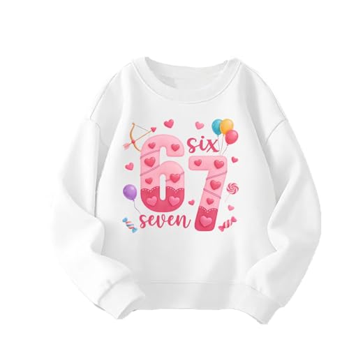 Genérico Sudaderas Niña Sudadera para Niños con Estampado del Número 67 Sin Capucha Duradera Interior con Detalles Finos Medida 2-14 Años