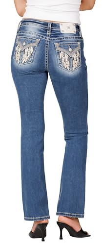 Miss Me Women's Arissa Wings Mid-Rise Straight Leg Jeans