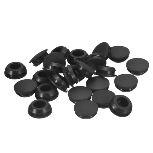 uxcell 25Pcs Silicone Plugs, Rubber Round Snap in Locking Hole Plugs for 12-13mm Hole, Hole Stoppers Waterproof Hole Plug for Metal Tube, Furniture End Caps Inserts, Black