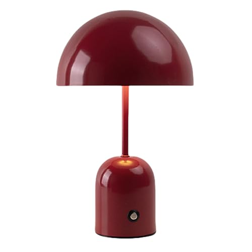 RuiDay Lampe Champignon,Lampe de Chevet LED à Chargement sans fil,Lampe de Bureau Réglable à 3 Modes de Luminosité, Lampe de Bureau Décorative Rétro pour Chambre,Bureau et Restaurant (B, Rouge)