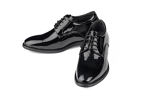 Image of CALTO Men's Invisible Height Increasing Elevator Shoes - Black Patent Leather Lace-up Formal Dress Oxfords - 2.8 Inches Taller - Y7401 - Size 7 D(M) US