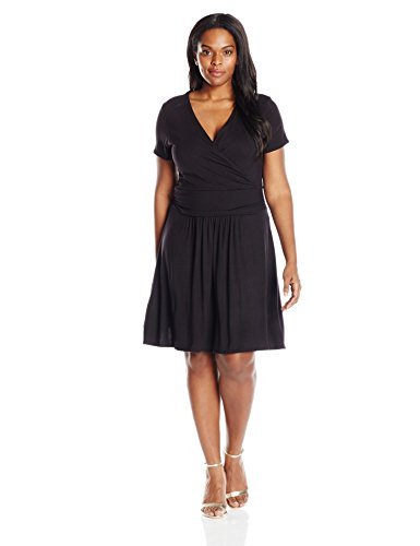 Buy Star Vixen Women's Plus-Size Empire Waist Knee-Length Summer Dress - 1X  Plus - Black at Amazon.in