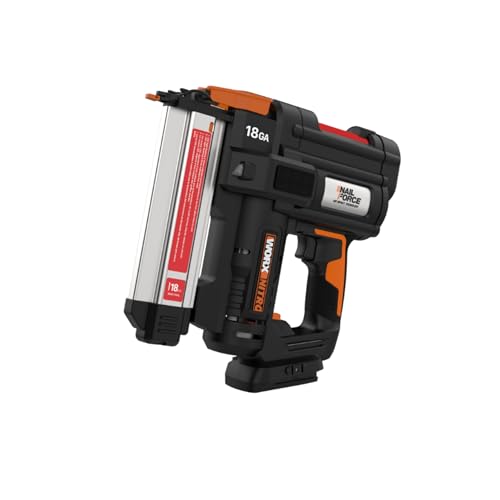Worx Nitro 20V 18GA Brad Nailer Cordless Fires 80 Nails Per Minute, Cordless Nail Gun Anti-Ejection, Nail Gun Battery Powered Tool-Free Jam Release WX842L.9 Power Share – Tool only 18Ga Brad