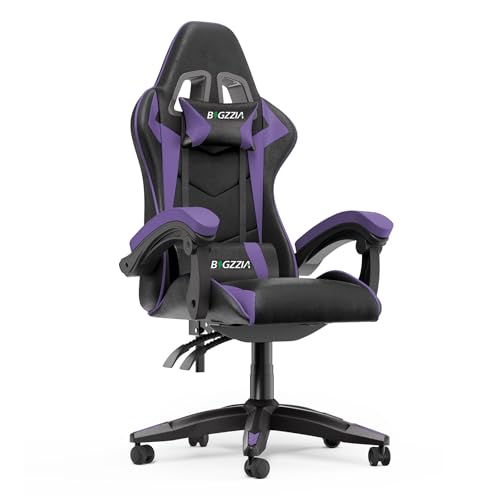 Racingreat Gaming-Stuhl, Gamer Stuhl Mit Kopfstütze und Lendenwirbelstütze, Höhen-und 90°–135° Neigungsverstellung, 130 kg Belastbarkeit, Ergonomischer Gaming Chair für Gaming Büro (Schwarz Lila)